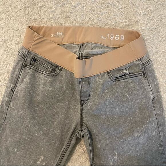 Gap Maternity Always Skinny Grey Acid Wash Jeans Size 28 - Picture 3 of 7